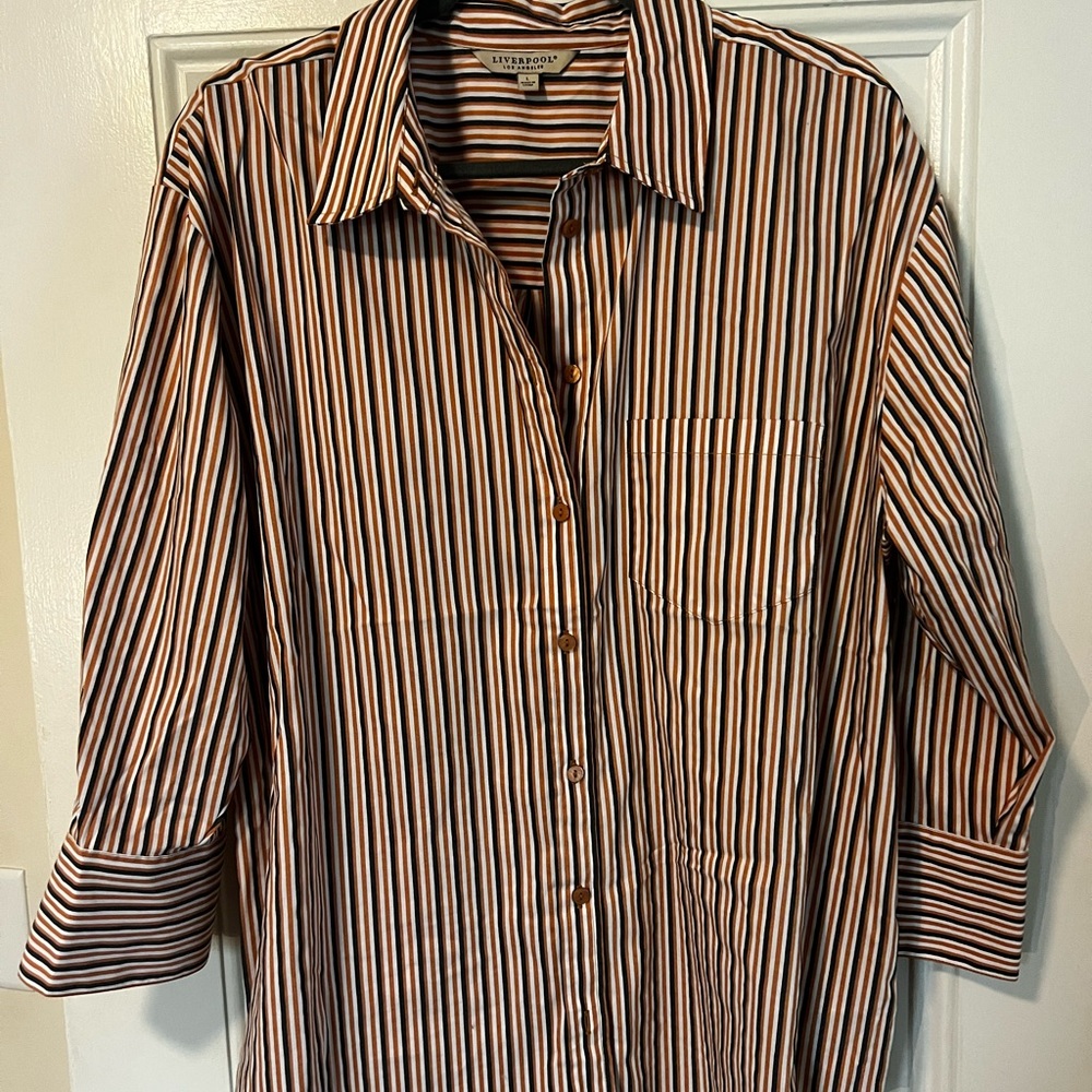 Oversized button down striped shirt